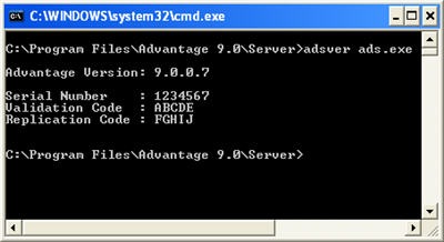 advantage database server 10 serial number